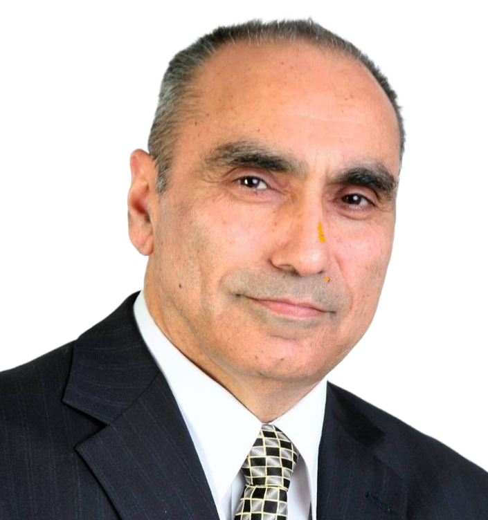 Sam LI wears a dark suit, white shirt and patterned tie in a formal portrait against a plain white background with a calm expression.